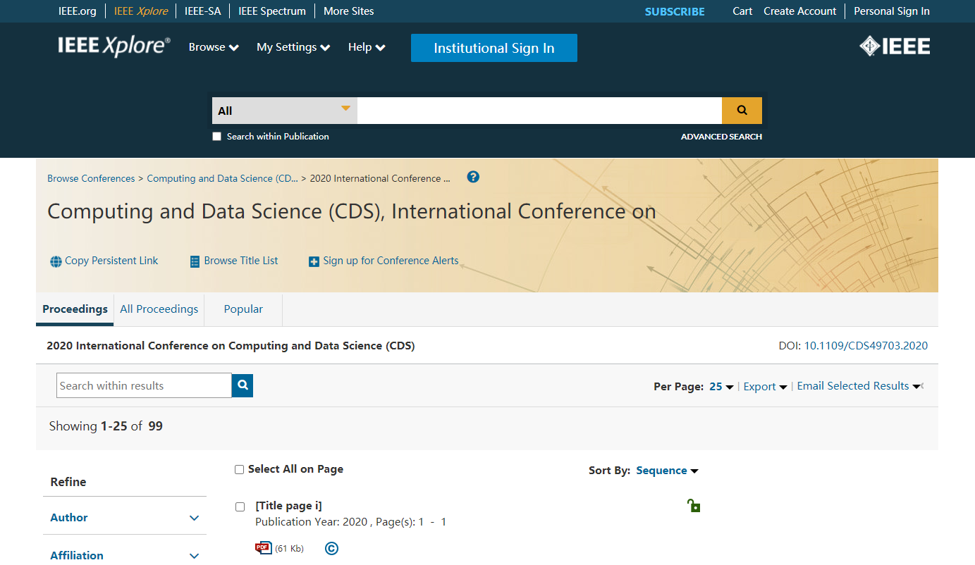 CONF-CDS 2020 Publishing Screenshot